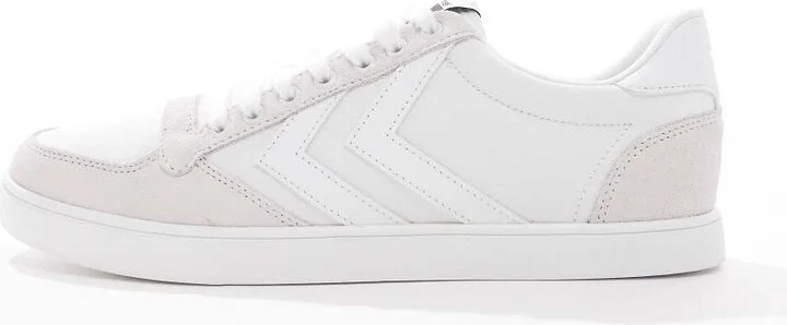 Hummel slimmer stadil tonal low canvas sneakers in white - Image 2