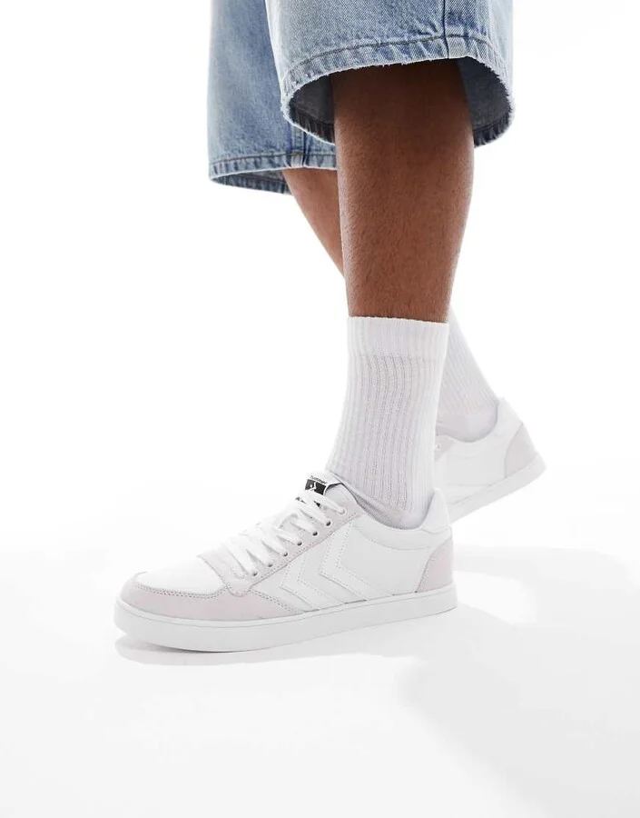 Hummel slimmer stadil tonal low canvas sneakers in white