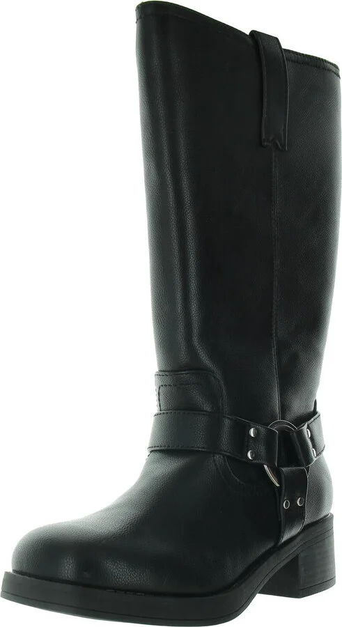 Huncho Tall Womens Solid Faux Leather Knee-High Boots