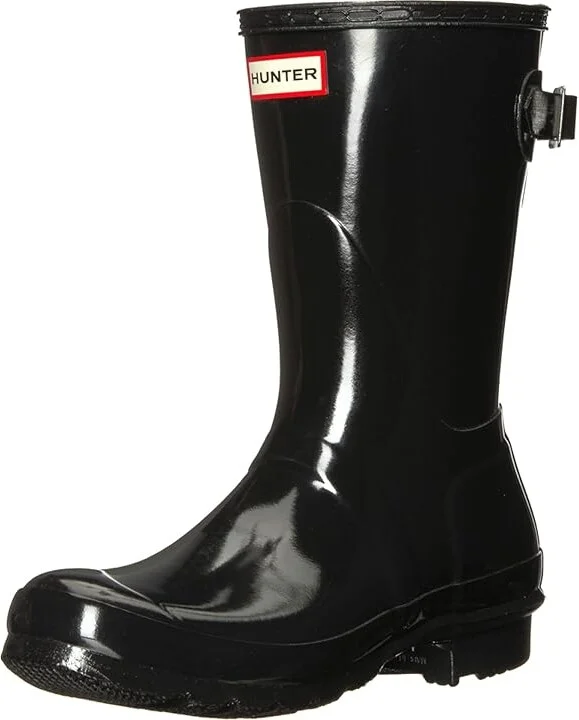 Hunter Original Back Adjustable Short Gloss Rain Boots Women's Rain Boots Black : 5 M, Rubber - Image 2
