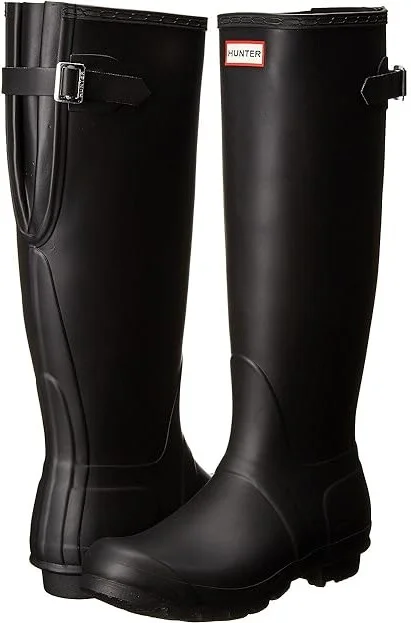 Hunter Original Back Adjustable Women's Rain Boots Black : 5 M, Rubber