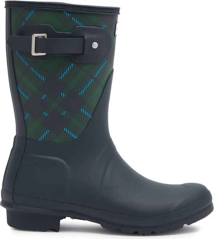 Hunter Original Short Checked Rubber Wellington Boots
