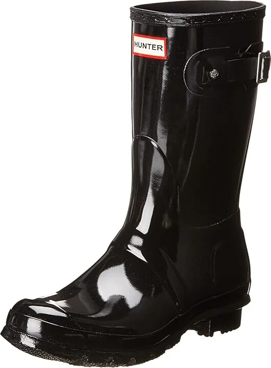Hunter Original Short Gloss Women's Rain Boots Black : 5 M, Rubber - Image 2