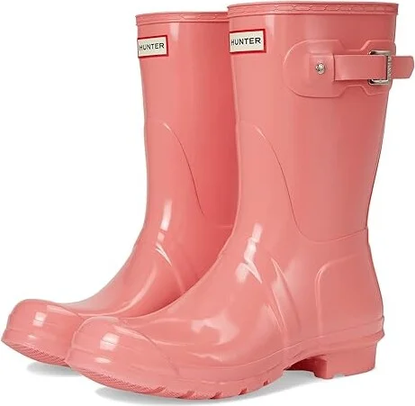 Hunter Original Short Gloss Women's Rain Boots Medium Pink : 5 M, Rubber