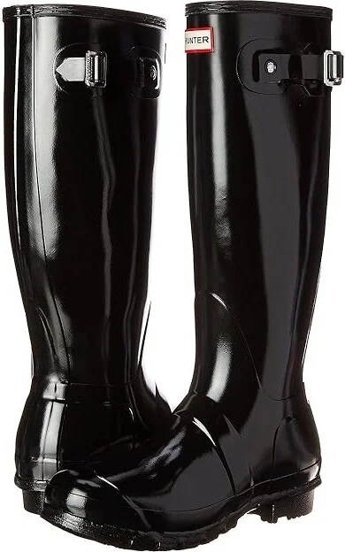 Hunter Original Tall Gloss Rain Boots Women's Shoes Black Gloss : 8 M, Rubber
