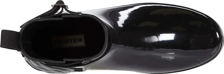 Hunter Refined Gloss Quilt Chelsea Women's Shoes Black : 5 M, Rubber - Image 3