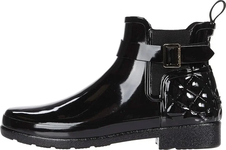 Hunter Refined Gloss Quilt Chelsea Women's Shoes Black : 5 M, Rubber - Image 7