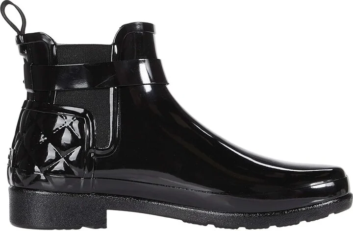 Hunter Refined Gloss Quilt Chelsea Women's Shoes Black : 5 M, Rubber - Image 8