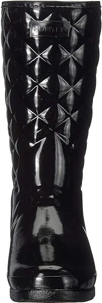 Hunter Refined Gloss Quilt Short Rain Boots Women's Rain Boots Black : 5 M, Rubber - Image 6