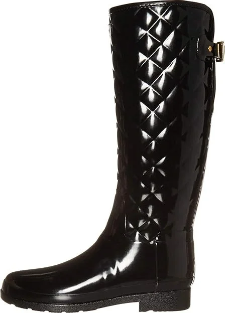 Hunter Refined Gloss Quilt Tall Rain Boots Women's Rain Boots Black : 5 M, Rubber - Image 7