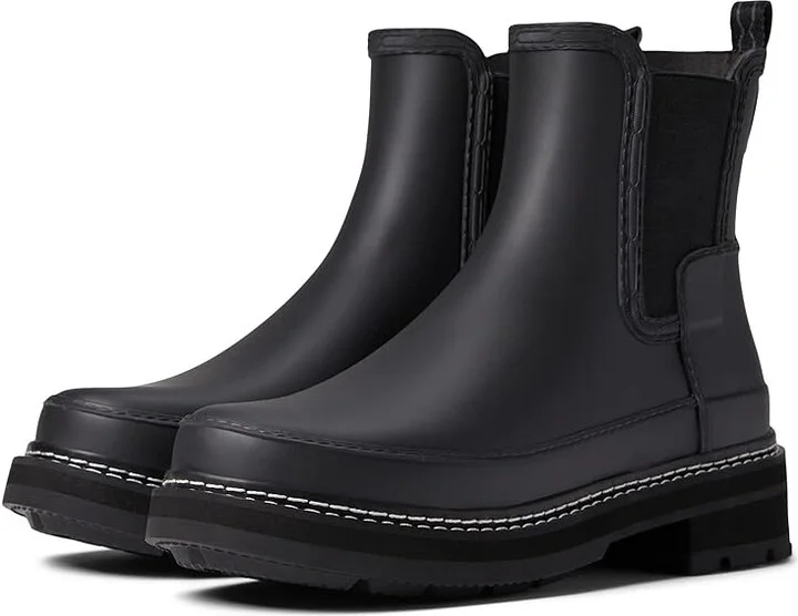 Hunter Refined Stitch Detail Chelsea Women's Shoes Black : 11 M, Rubber
