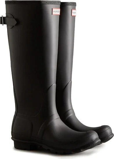 Hunter Women's Original Back Adjustable Tall Rain Boots BLK- - Image 2
