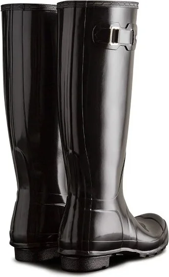 Hunter Women's Original Tall Gloss Rain Boots BLK- - Image 2