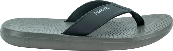 Hurley Men's Crest Tier Flip Flop Sandals - Gray, Black - Image 2