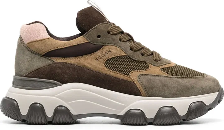 Hyperactive panelled suede sneakers