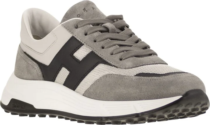 Hyperlight - Leather And Textile Trainers With Side H - Image 2
