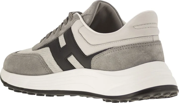 Hyperlight - Leather And Textile Trainers With Side H - Image 3