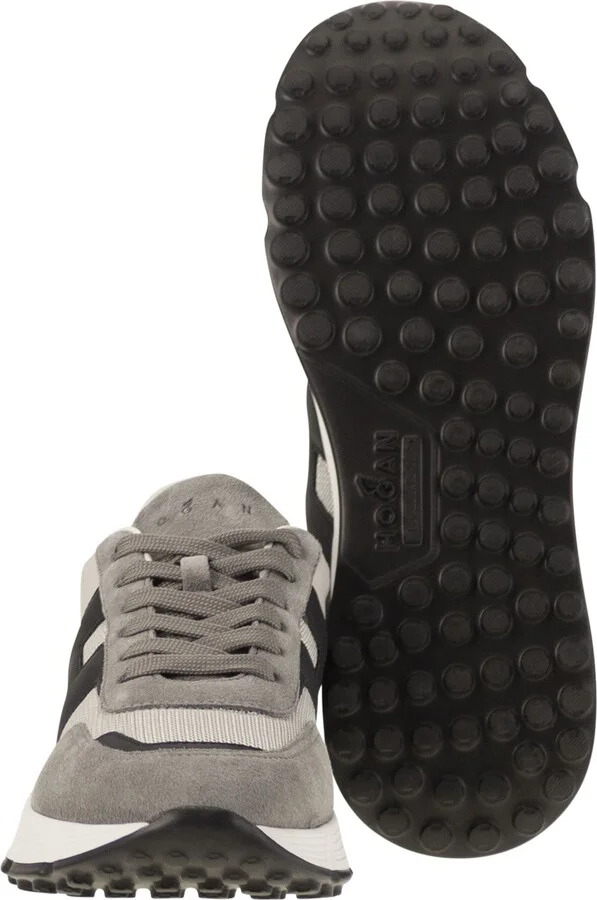 Hyperlight - Leather And Textile Trainers With Side H - Image 5