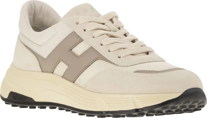 Hyperlight - Leather And Textile Trainers With Side H - Image 2