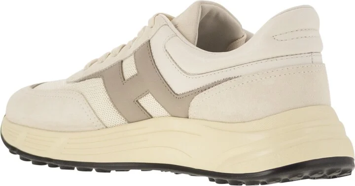 Hyperlight - Leather And Textile Trainers With Side H - Image 3