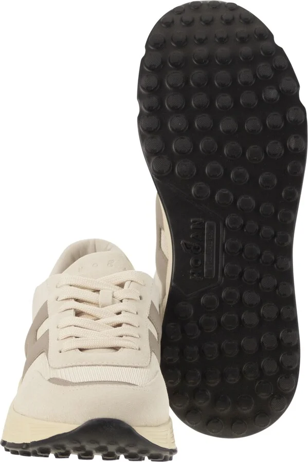 Hyperlight - Leather And Textile Trainers With Side H - Image 5