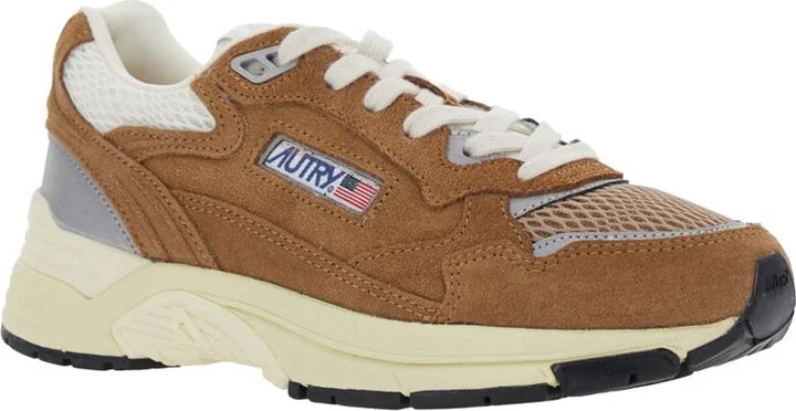 'Hyperway' Beige Low Top Sneakers With Logo Patch On Side And Tongue In Suede And Mesh Woman - Image 2