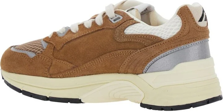 'Hyperway' Beige Low Top Sneakers With Logo Patch On Side And Tongue In Suede And Mesh Woman - Image 3