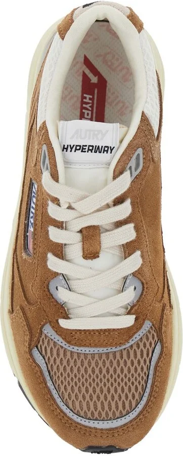 'Hyperway' Beige Low Top Sneakers With Logo Patch On Side And Tongue In Suede And Mesh Woman - Image 4