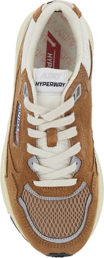 'hyperway' Beige Low Top Sneakers With Logo Patch On Side And Tongue In Suede And Mesh Woman - Image 4