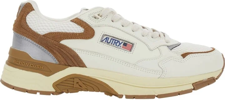 'hyperway' Beige Low Top Sneakers With Logo Patch On Tongue And Side In Tech Fabric Man