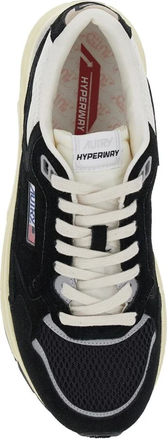 'Hyperway' Black Low Top Sneakers With Logo Patch On Tongue And Side In Tech Fabric Man - Image 4