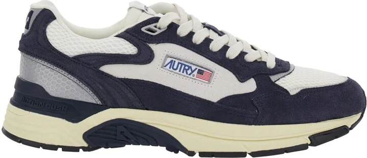 'hyperway' Blue Low Top Sneakers With Logo Patch On Tongue And Side In Tech Fabric Man