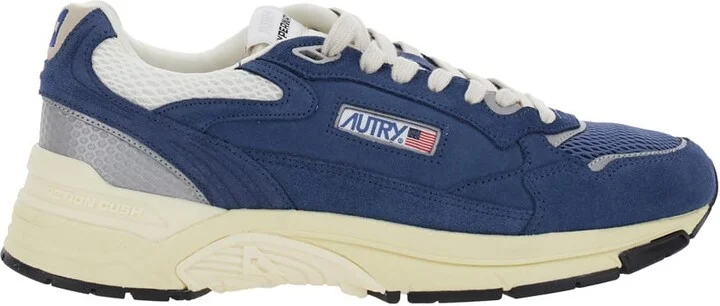 'hyperway' Blue Low Top Sneakers With Logo Patch On Tongue And Side In Tech Fabric Man
