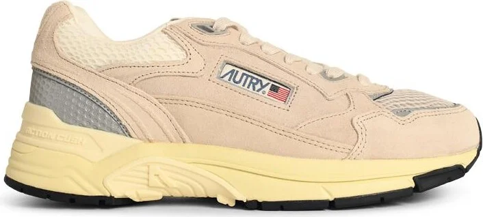 'hyperway Low' Sandand Silver Mesh And Suede Sneakers