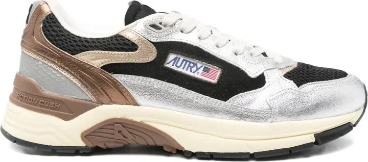 Hyperway metallic leather mesh sneakers