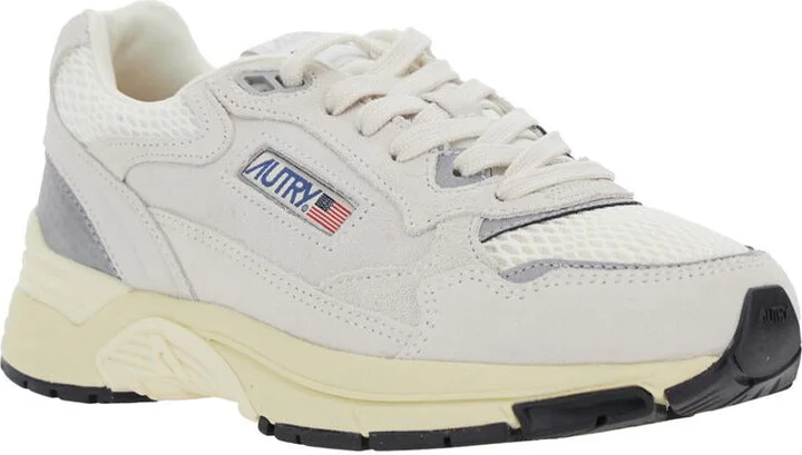 'Hyperway' White Low Top Sneakers With Logo Patch On Side And Tongue In Suede And Mesh Woman - Image 2