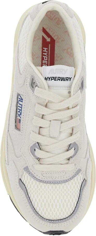 'Hyperway' White Low Top Sneakers With Logo Patch On Side And Tongue In Suede And Mesh Woman - Image 4