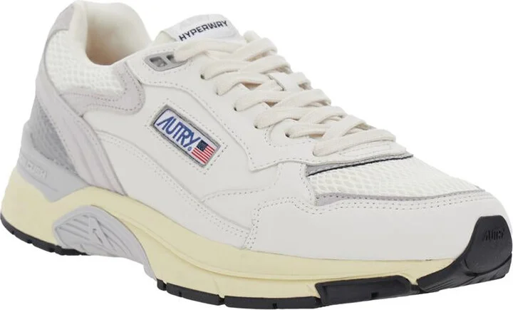 'Hyperway' White Low Top Sneakers With Logo Patch On Tongue And Side In Tech Fabric Man - Image 2