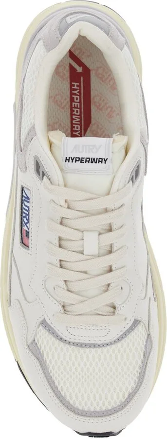 'Hyperway' White Low Top Sneakers With Logo Patch On Tongue And Side In Tech Fabric Man - Image 4
