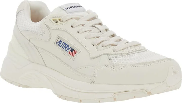 'Hyperway' White Low Top Sneakers With Logo Patch On Tongue And Side In Tech Fabric Man - Image 2