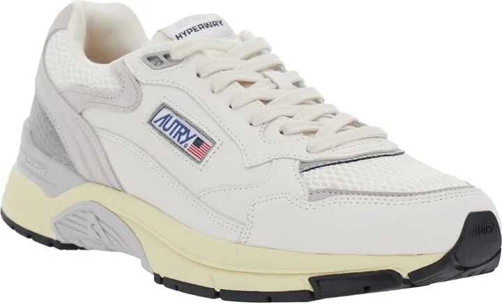 'hyperway' White Low Top Sneakers With Logo Patch On Tongue And Side In Tech Fabric Man - Image 2