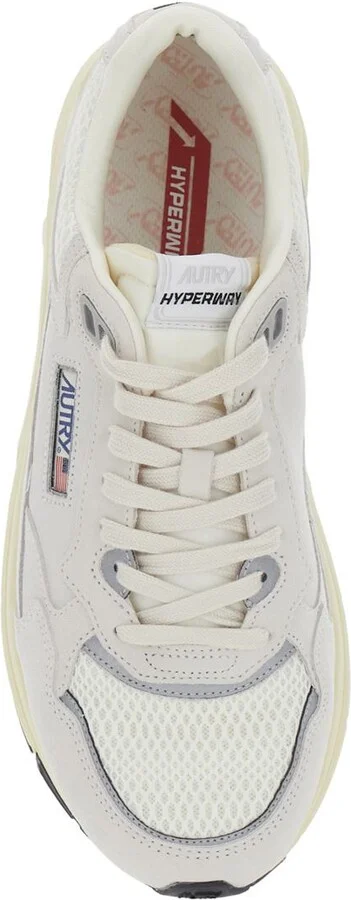 'Hyperway' White Low Top Sneakers With Logo Patch On Tongue And Side In Tech Fabric Man - Image 4