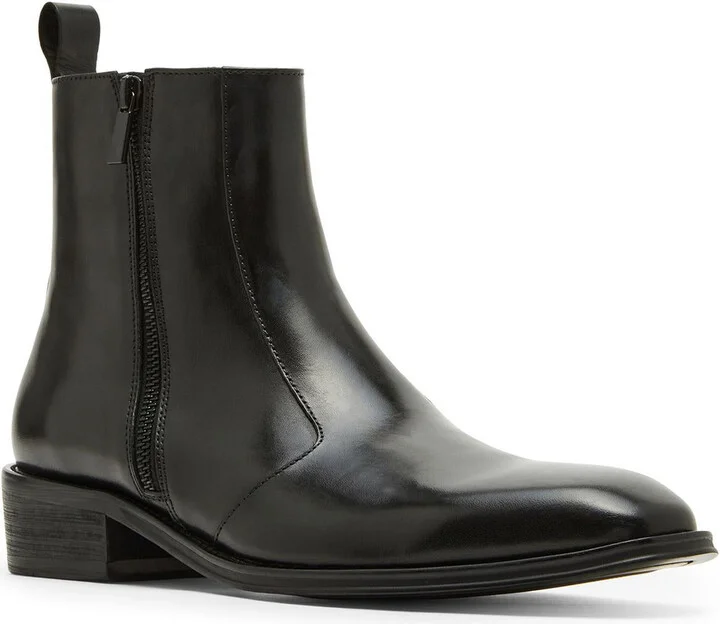 Hyphen Womens Double Zipper Faux Leather Mid-Calf Boots