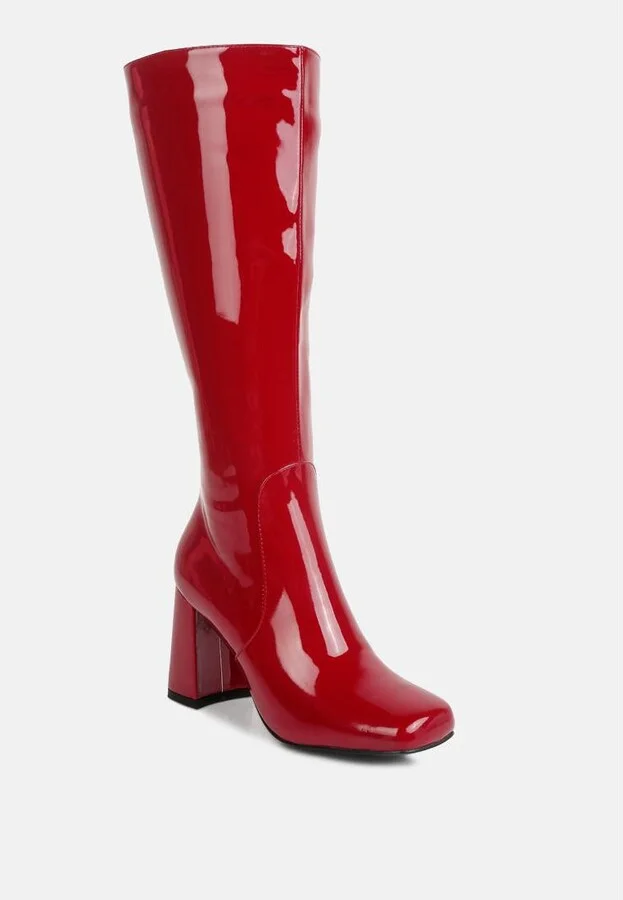 Hypnotize Patent Pu Block Heeled Calf Boots - Image 2