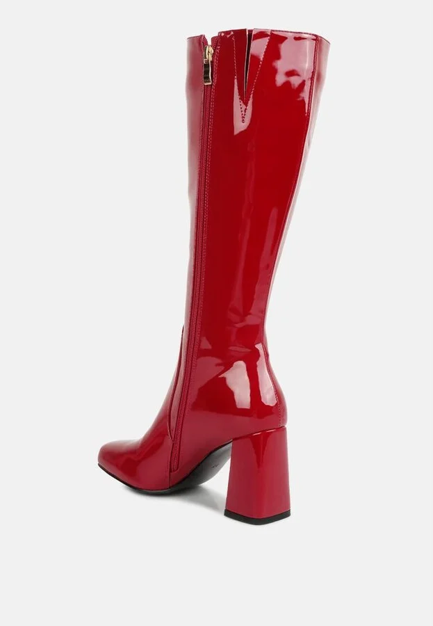 Hypnotize Patent Pu Block Heeled Calf Boots - Image 3