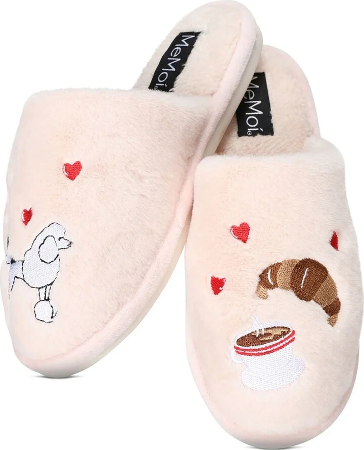 I Love Paris Faux Fur Memory Foam Slipper - Image 3