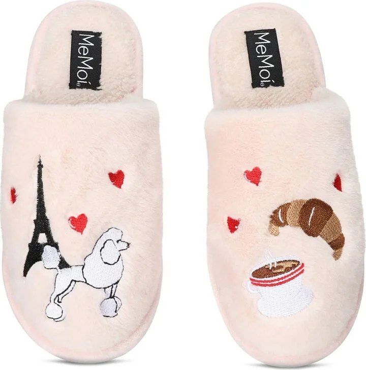I Love Paris Faux Fur Memory Foam Slipper