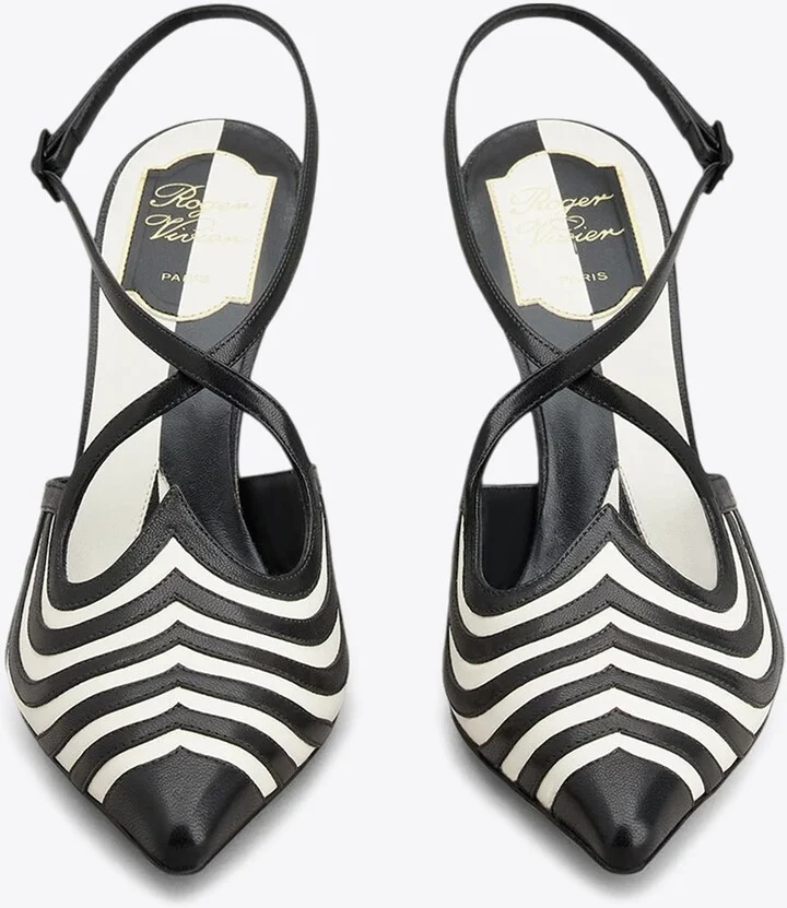 I Love Slingback 85 Pumps in Striped Leather - Image 2
