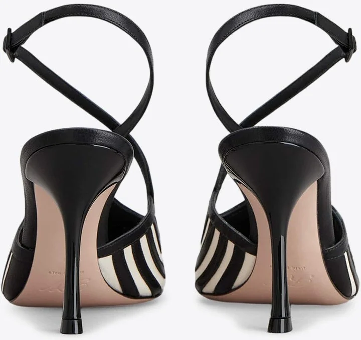I Love Slingback 85 Pumps in Striped Leather - Image 3