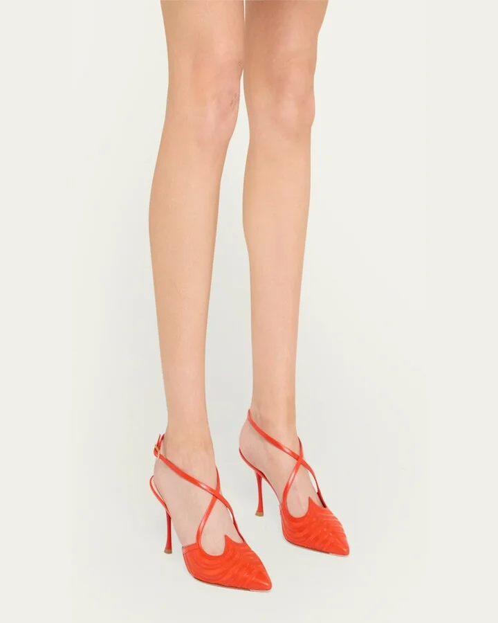 I Love Vivier Mixed Leather Slingback Pumps - Image 4